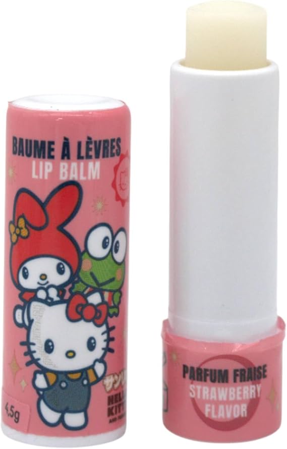 Hello Kitty & Friends Strawberry Flavour Lip Balm 4.5g – Moisturising & Hydrating for Kids & Adults | Natural, Vegan & Dermatologically Tested | Contains Castor Oil & Vitamin E for 24 Hour* Moisture
