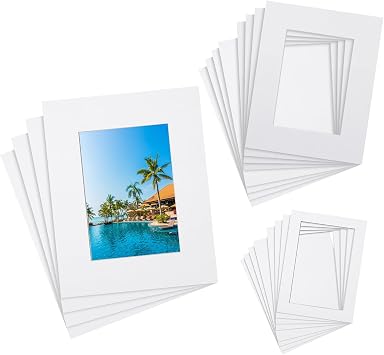 Jetec 12 Sets Anti Acid Picture Frame Mat Kit Pre-Cut Picture Backing Mats and Core Bevel Cutting Photo Frame Board for Photos Painting Prints Posters Artworks 5" x 7", 8" x 10", 11" x 14"(White)
