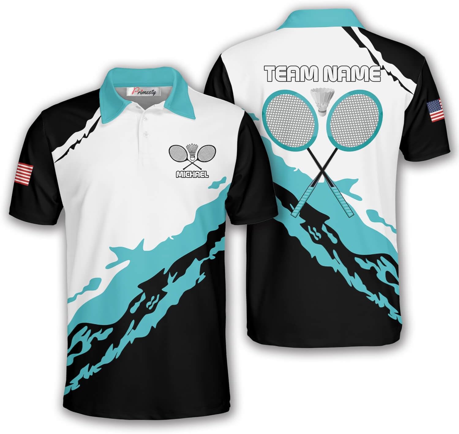 PRIMESTY Personalized Badminton Shirt, Custom Name Badminton Jersey Gift for Badminton Lovers, Badminton Polo Shirt Men Women
