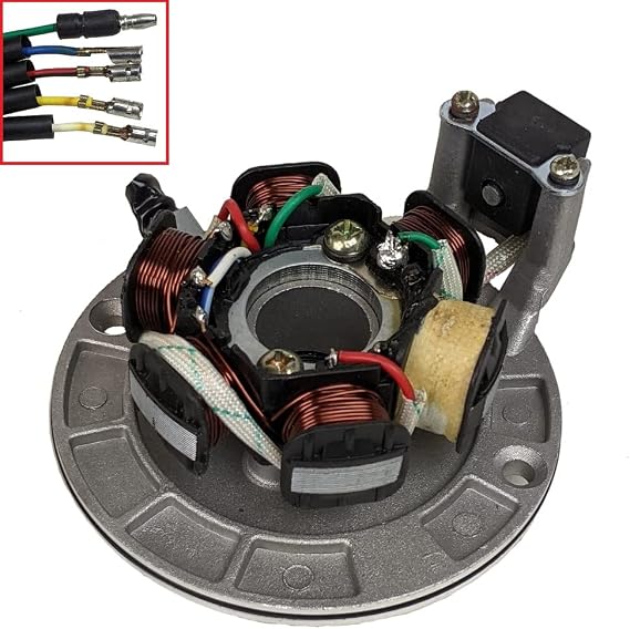 RedCap Stator Magneto 6 Coil 5-Wire with Mounting Plate for 50cc 70cc 90cc 110cc 125cc 140cc Dirt Pit Bikes Motocross ATV Quad Compatible with Apollo RFZ Z40 T40 Pitster Pro Stomp Thumpstar Engines