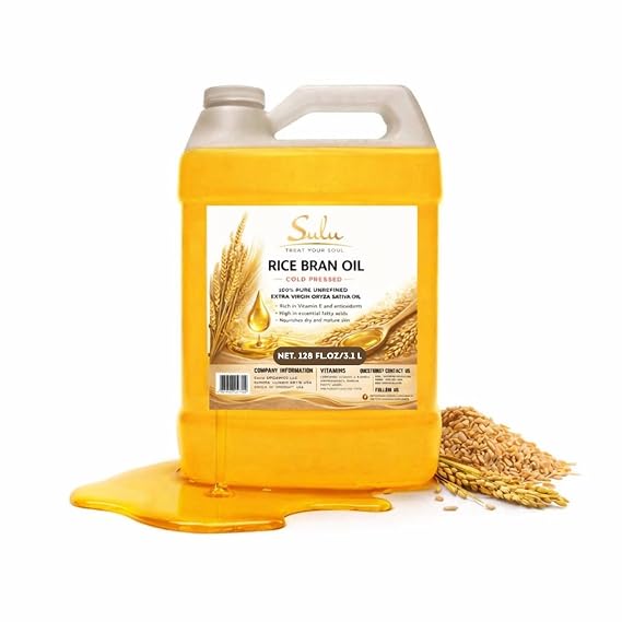 100% Pure Unrefined Cold Pressed Extra Virgin Rice Bran Oil 1 GALLON/128 FL.OZ