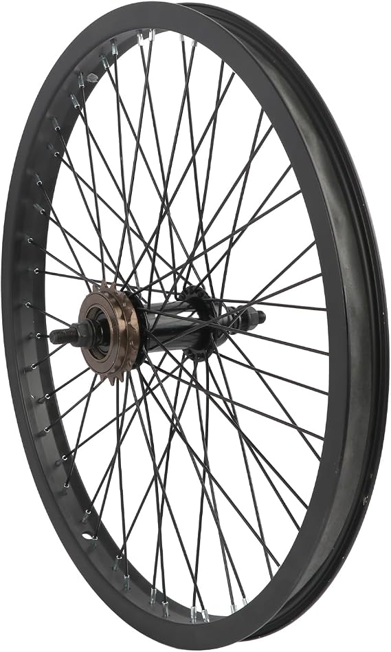 cubsala BMX Wheel 20 x 1.75 48H, Front and Rear Wheel with Single Speed Freewheel and Aluminium Rim, Black