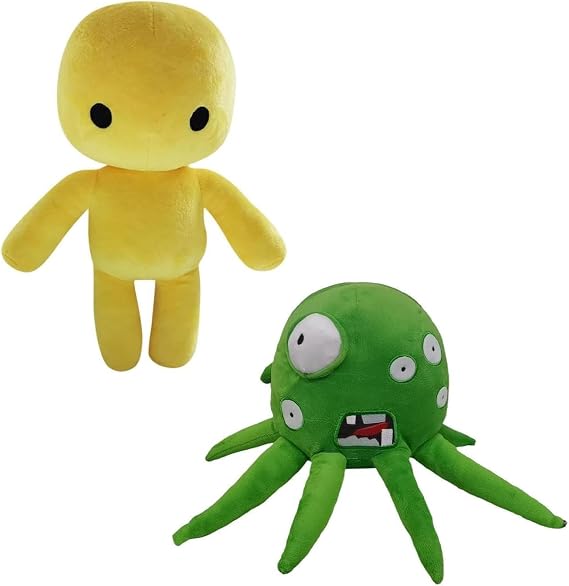 Wobbly Life Plush, Game Character Yellow Man and Octopus Stuffed Figure Throw Pillows for Home Decor for Game Fans (2pcs)