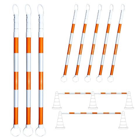 BESEA 8pack Traffic Cone Bar 4 to 9FT Retractable Bars Perfect for Driveway Parking Lot Control Site and Other Public Places