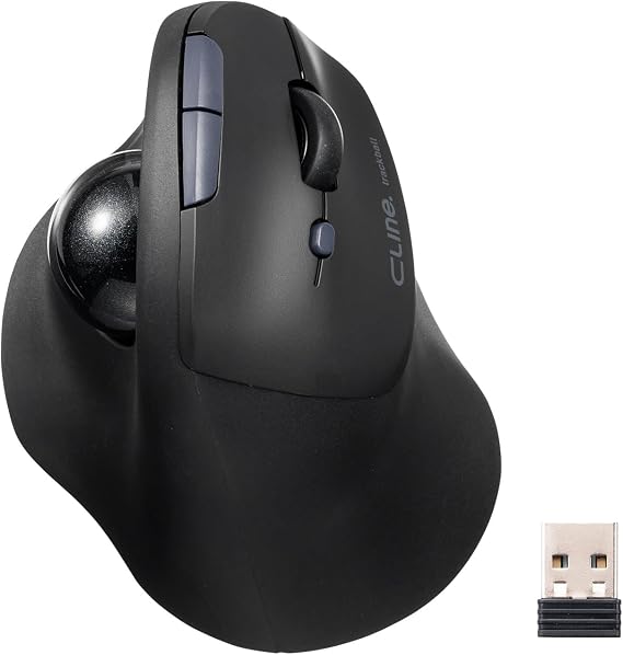 SANWA Vertical Trackball Mouse, 2.4G & Bluetooth, Ergonomic Right-Hand | For Medium Hands, Silent Click, Programmable with Software, Type-C Rechargeable, Precise Thumb Control, Compatible Win/ Mac