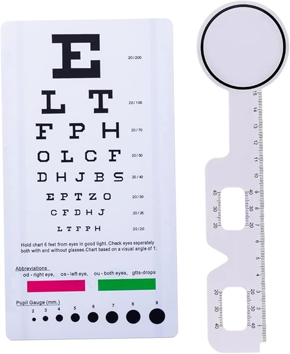 Eye Charts, Eye Chart, Snellen Chart Wall, with occluder for Exams, Office, School (2 Piece Set)