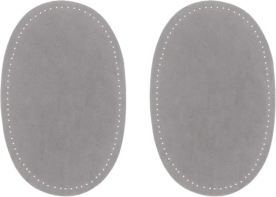2Pcs Sew-On Fabric Oval Elbow Knee Patches Sweater Trousers Repair Patches Craft Supply Sewing Appliques (Suede Fabric,Grey)