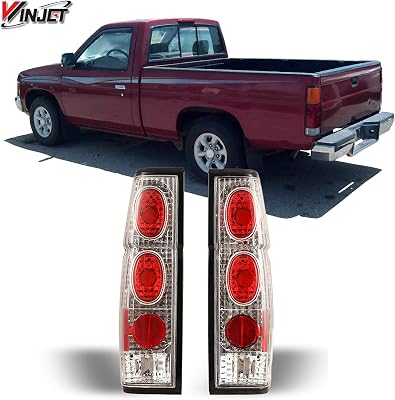 Winjet Tail Lights for Nissan 1986-1994 Hardbody Pickup D21 SE  1986-1989 1994 D21 XE, 1995-1997 Pickup SE XE Taill Lamp Taillights Assembly Driver and Passenger Side Chrome HousingClear Lens