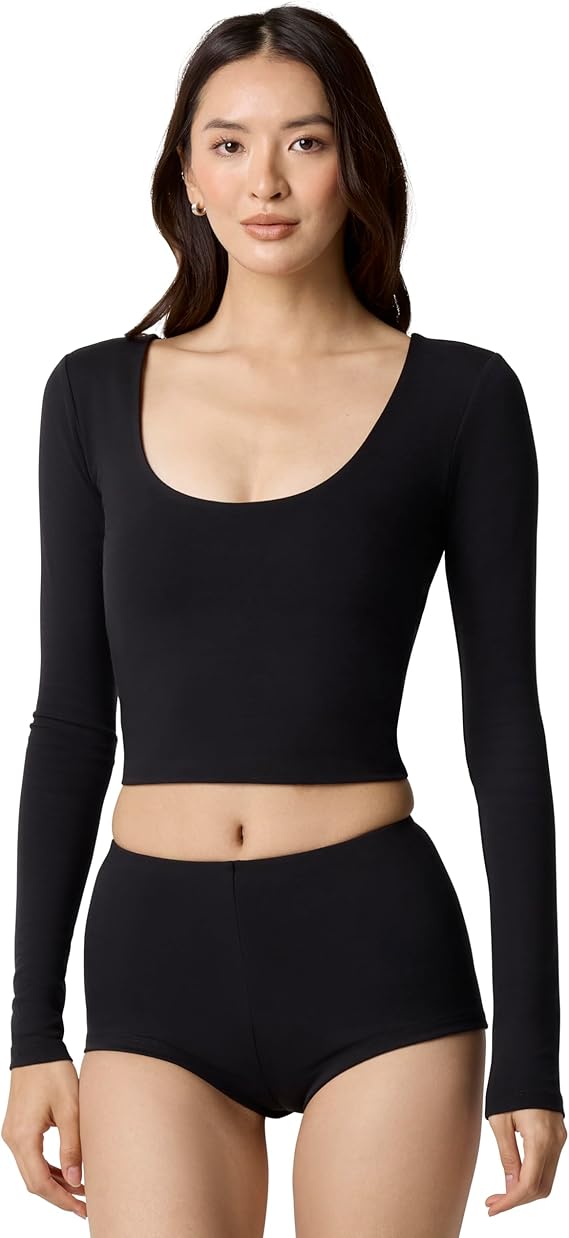 Florence by Mills Women's Power Mesh Plunge Long Sleeve