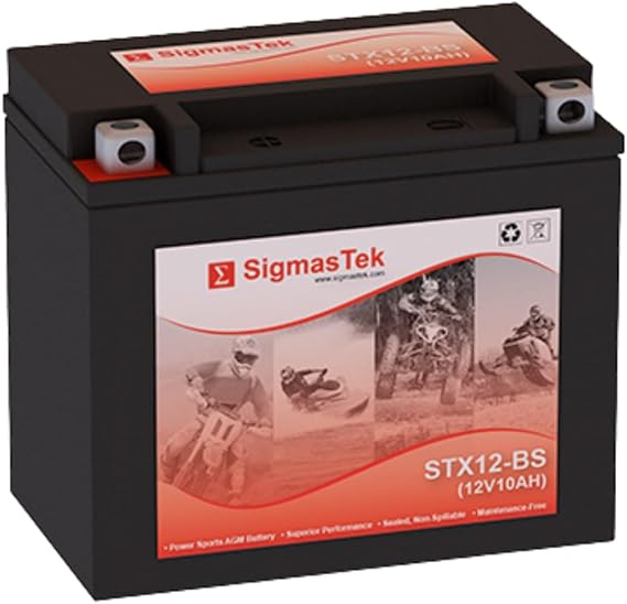 Genuine SigmasTek STX12-BS SLA AGM Powersports Battery, 180CCA