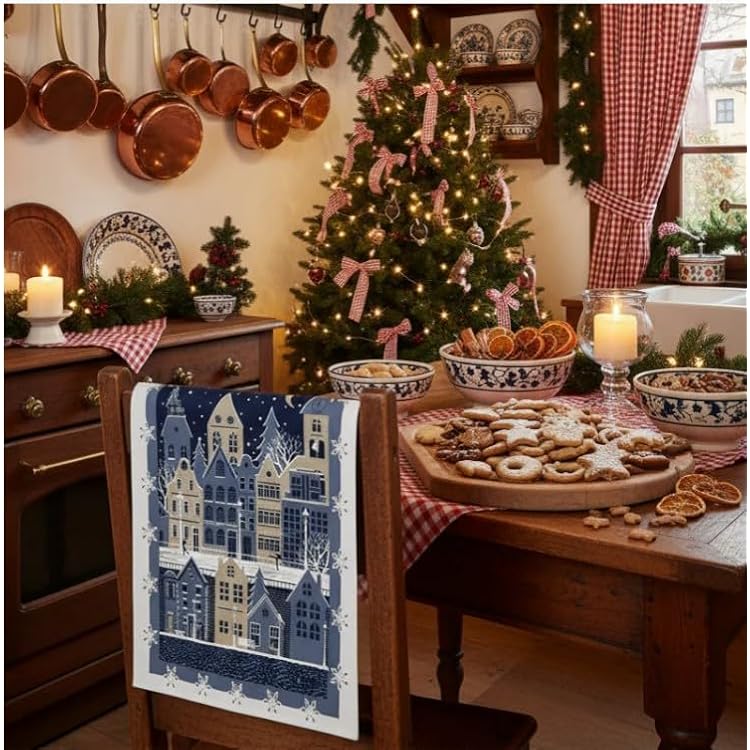 Beauville Beauville, The Skaters Les Patineurs Luxury French KitchenTea Towel, Silk Screen Hand Printed, CottonLinen Blend