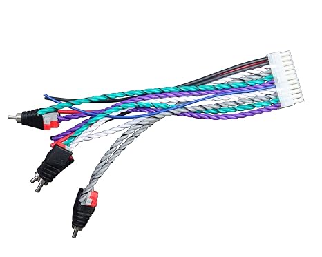 22-pin Power Wire Harness Cable RCA Input Compatible with Alpine KTA-450 | Cut RCA plugs to use as speaker high level input Alpine KTA-450 amplifier
