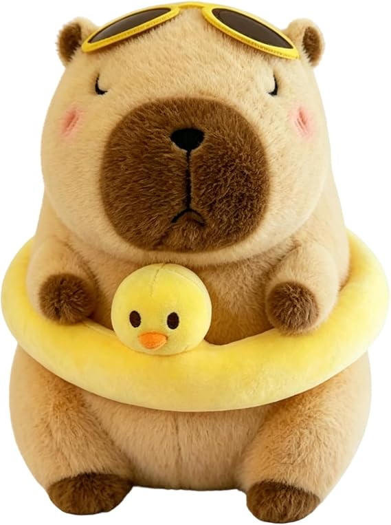 ZISHAN 1PCS Capybara Plush, Soft and Cuddly Capybara, Adorable Capybara for Home Decor, Swimming Ring Capybara Stuffed Animal, Capybara Collection