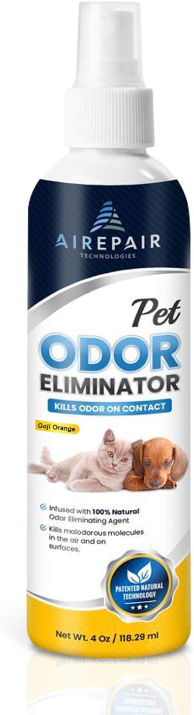 Pet Odor Eliminator for Home-Natural Air Purifier Spray for Cats and Dogs-Deodorizer, Air Freshener- Non-Toxic, Family Safe, Water-Based, Hypoallergenic, Biodegradable Smell (1-Pack, Goji Orange)