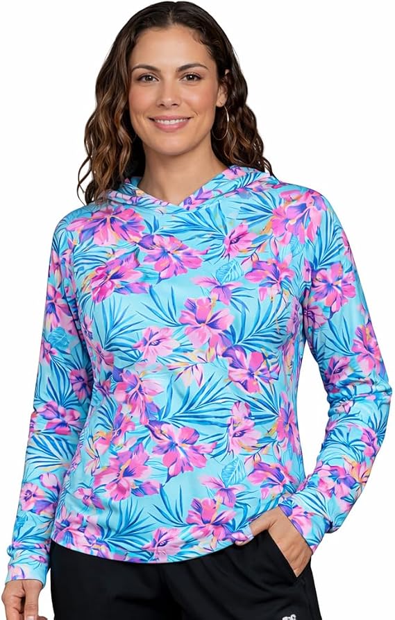INGEAR Womens Long Sleeve Hoodie Workout Tops, Dry Fit Hiking Shirts, Rushguard Long Sleeve Swim Suit for Women Size S-XXL