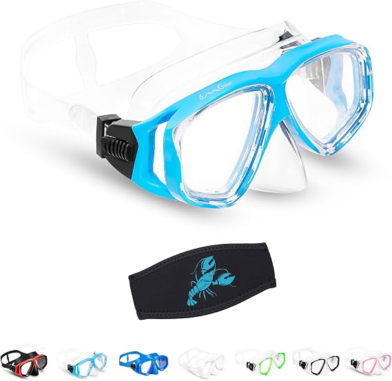 OMGear Goggles Kids Swimming Silicone Swim Mask Snorkeling Gear for Kids Tempered Glass Snorkel Goggles with Nose Cover Scuba Diving Goggles with Cute Neoprene Mask Strap Cover