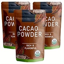 226g/3pack, Premium Organic Cacao Powder - 100% Pure Unsweetened Cocoa for Professional Baking & Desserts, Dutch-Processed, Rich Flavor, Certified Vegan