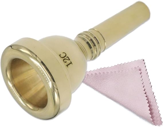CashBeat 12C Small Shank Trombone Mouthpiece, Gold, Euphonium | Gold plated brass, compatible with baritone horn and tenor trombone, brass instrument accessories