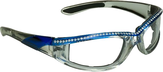 Bikershades Chrome Motorcycle Glasses with Rhinestones Foam Padded for Women.