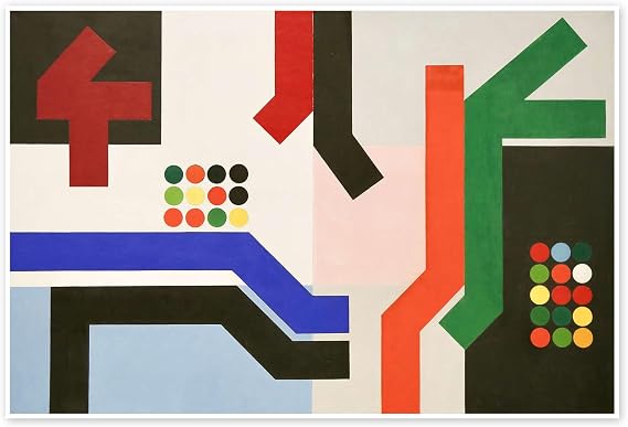 Twelve rooms with surfaces, angular bands and circles, 1939 Poster | 60 x 40 cm by Sophie Taeuber-Arp Colourful Wall art Wall decor