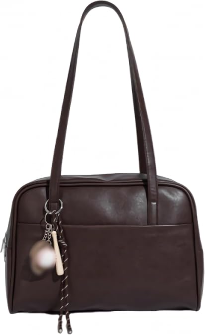 vintage shoulder bag for women, brown cute japanese school bags, y2k soft leather hobo handbags, trendy aesthetic square purse designer with zipper
