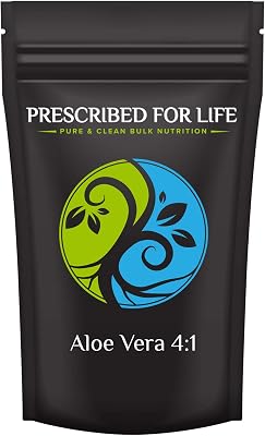 Prescribed For Life Aloe Vera Powder 4:1 Aloe barbadensis, Aloe Vera Gel Supplement, Vegan & Food Grade 4oz  113g