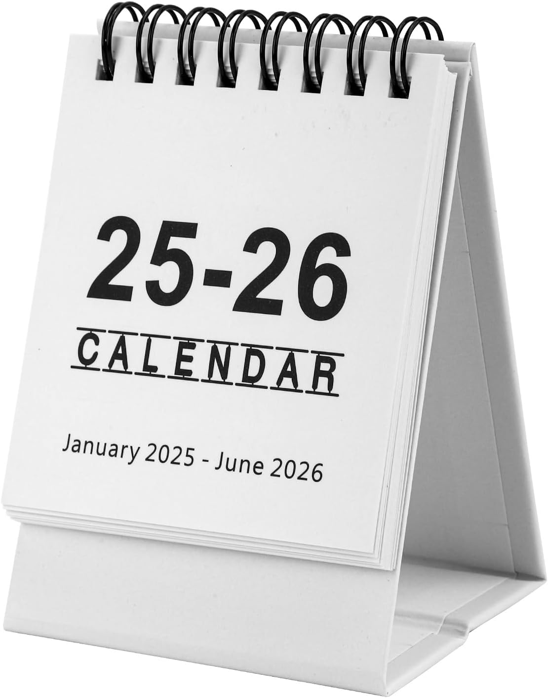 Small Desktop Calendar, Mini Standing Desk Calendar from January 2025 to June 2026 Desk Calendar Standing Flip Desktop Calendar for Home Office Table Desk Decoration White