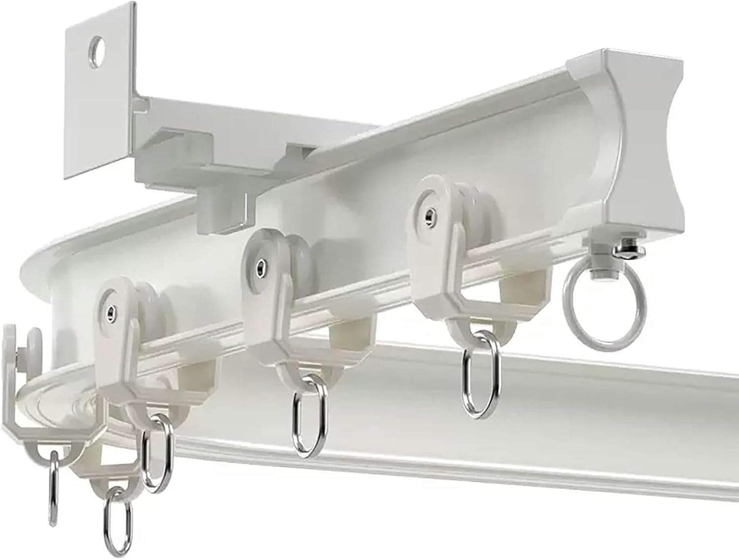 Shower Curtain Rod Wall Mount Curtain Track Flexible Bendable, Heavy Duty Cuttable Metal Curtain Rod, LU Shape Trapezoid Room Dividers PoleWhite,4.5m14.7ft