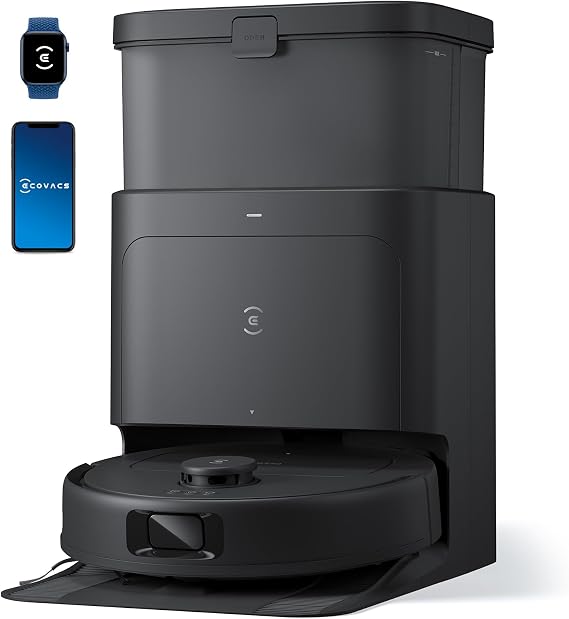 ECOVACS DEEBOT N30 PRO OMNI Robot Vacuum and Mop, 10000Pa Suction, TruEdge Adaptive Edge Mopping, ZeroTangle 2.0 Technology,140F Hot Water Mop Washing, Hot Air-Drying, Self-Emptying, Auto-lift Mopping