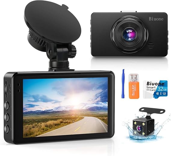 Dash Cam Front and Rear, 1080P Dash Camera for Cars with 32G Card | Car Dash Cam Dashboard Camera with Super Night Vision,G-Sensor, Parking Monitor, Loop Recording, Motion Detection Car Camera