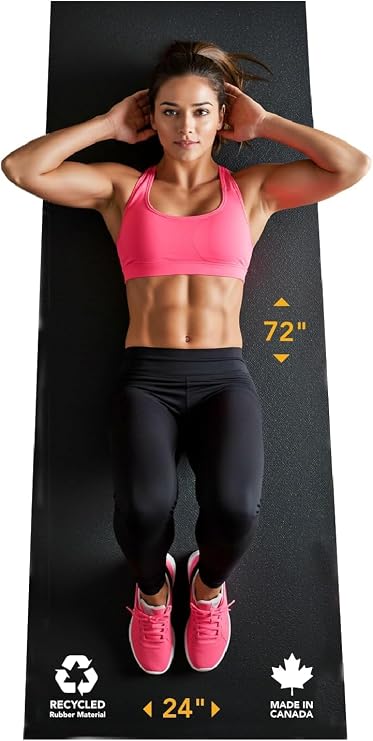 Rubber King Multi-Purpose Exercise Mat - 100% Recycled Thick Rubber Mat for Home Gym Flooring, Non-Slip, Low-Odor Durable Workout Mat for Indoor/Outdoor, Shoe-Friendly