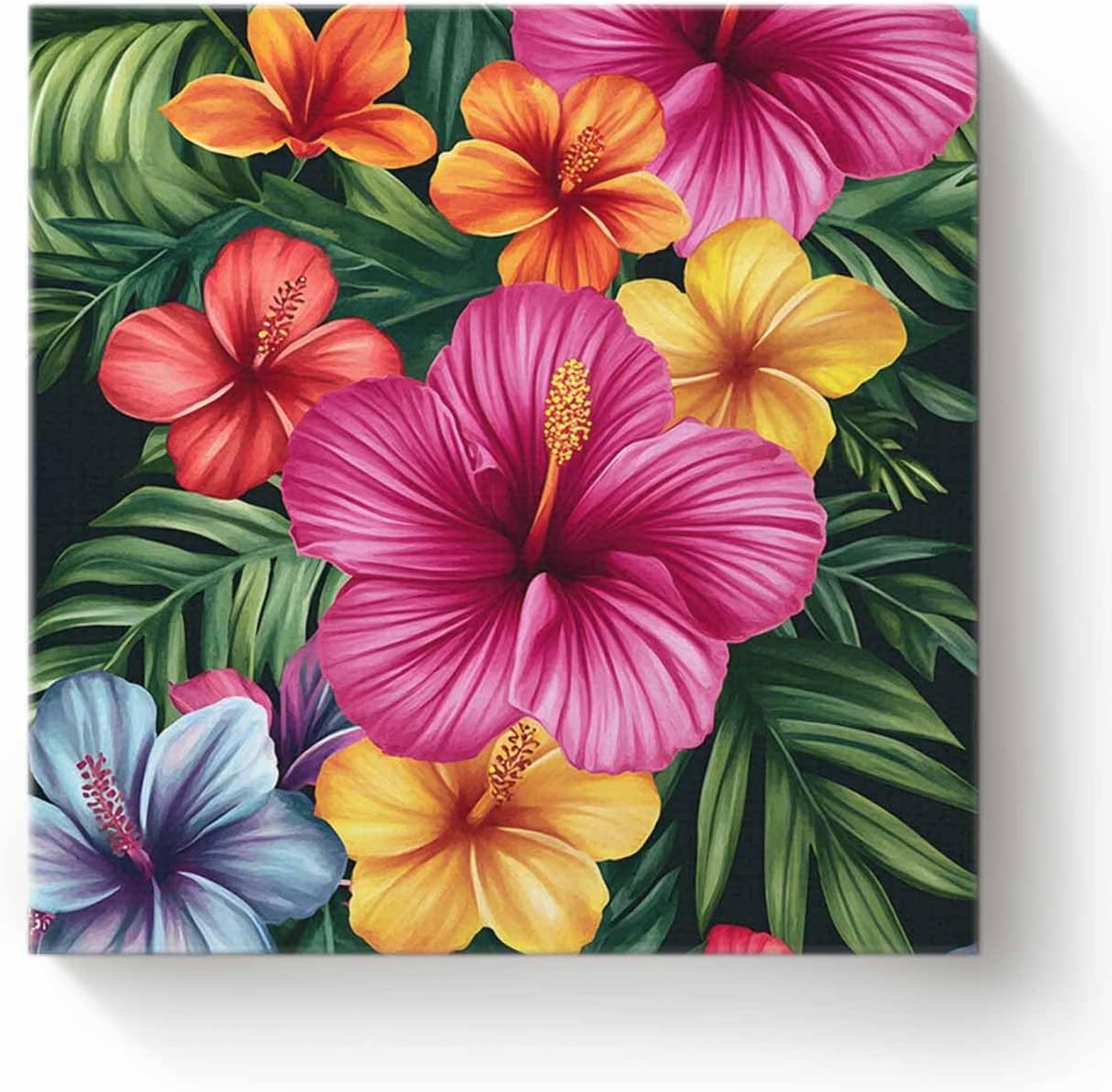 Paint by Numbers Kits Watercolor Tropical Plant Flowers ,DIY Oil Painting for Adults Children Beginner Nature Floral Leaves Artwork,Home Canvas Wall Art for Living Room Bedroom Kitchen Decor