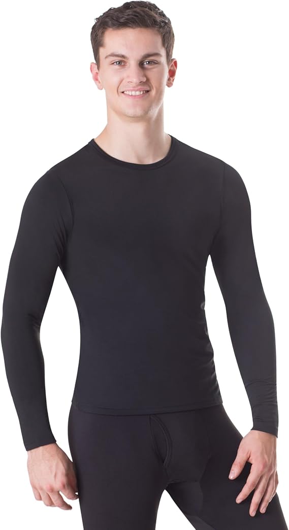 ROCKY Mens Thermal Shirts Men Thermal Long Sleeve Shirt Thermals Tops Mens Thermals Base Layer Men Cold Weather Warm Underwear Tops Baselayer Top Long Johns Shirt (Black -6X-Large)