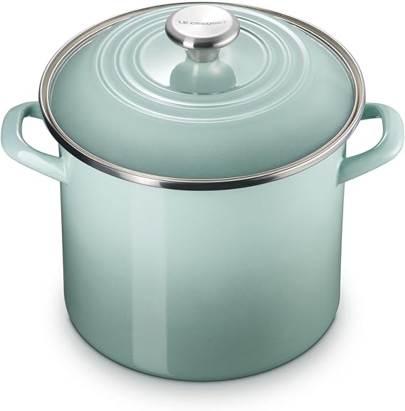 Le Creuset Enamel on Steel Traditional Stockpot, 8 qt., Sea Salt