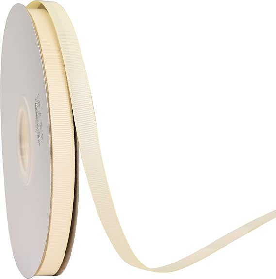 YAMA Ivory Grosgrain Ribbon 3/8 Inch 50 Yards Ivory Ribbon for Gift Package Wrapping,Floral Design,DIY Hair Bow Making,Crafting,Sewing,Wedding Decor