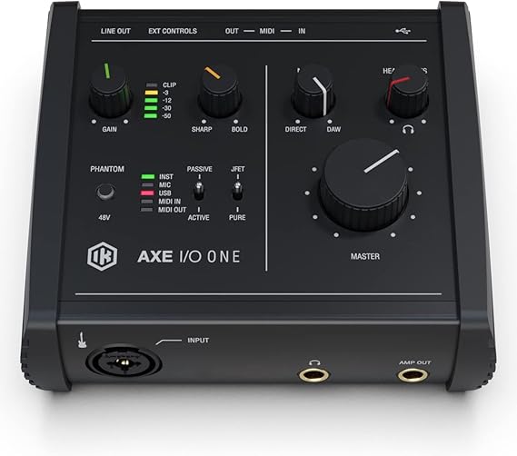 IK Multimedia AXE I/O ONE, Compact USB audio interface with Z-TONE advanced guitar tone shaping. USB-C connector.  with TONEX SE and AmpliTube 5 SE