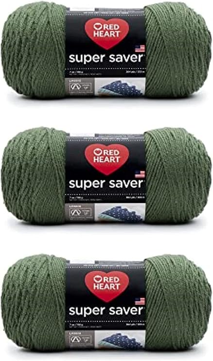 Red Heart Super Saver Yarn for Crocheting & Knitting, Medium Thyme, 3-Pack