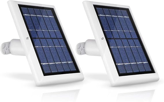 Wasserstein Solar Panel Compatible with Ring Spotlight Cam/Plus/Pro Battery, Stick Up Cam/Pro & Outdoor Cam Plus Battery - Continuous Power for Ring Surveillance Camera (2-Pack, White)