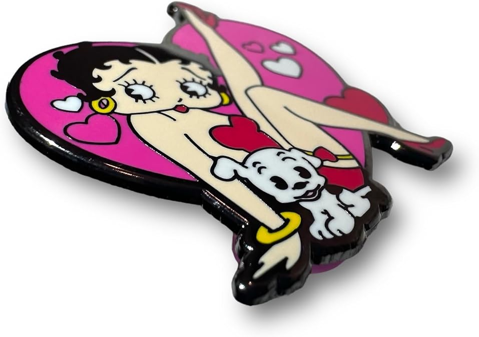 Betty 80s Cartoon Enamel Girl Power Heart Shape Lapel Pin - Saturday Morning Cartoons Cute Enamel Brooch Badge Decoration For Clothes And Bags Gift for Girls