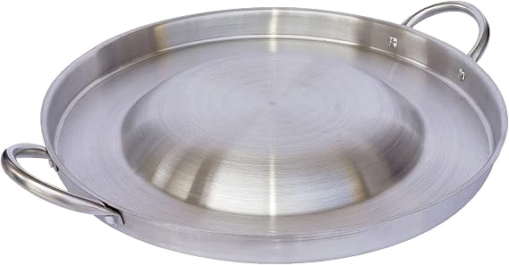 CHAMPS Stainless Steel Convex Comal Bola - Mexican Comal Frying Bowl - Cooking Disc for Carnitas and Fried Dish - Outdoor Taco Grill Fry Pan Disco Cooker (16 inches)