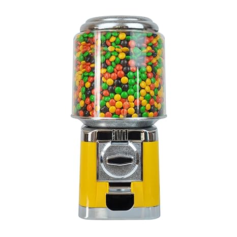 Candy Gumball Vending Machine, Commercial Candy Dispenser Machine, Automatic Candy Gumball Machine Bubble Gum Machine for Gaming Stores (Yellow)