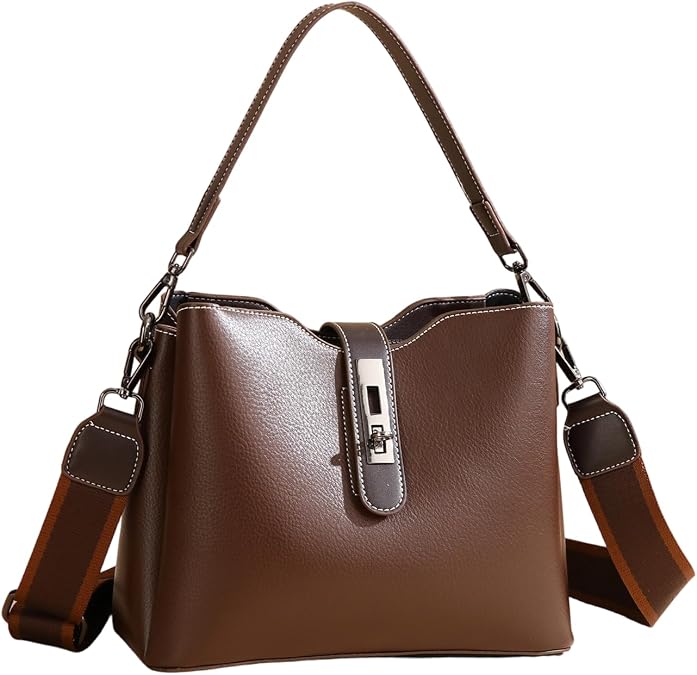Bucket Bag Vintage Crossbody Purse with 2 Straps