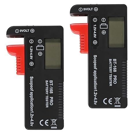 UMLIFE 2 Pack Battery Tester, Digital LCD Universal Battery Checker for AA AAA C D 9V 3.7V 1.5V Button Cell Household Batteries