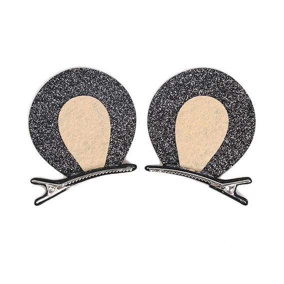 Bear Ear Hair Clip Pin Baby Girls Hair-Clips Hairpin Black Bear Ear Hairgrip BBG09 (Black)