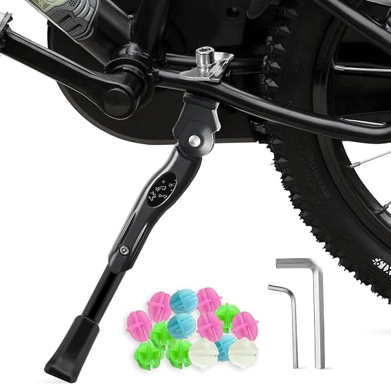 LEICHTEN Kickstand for Kids Bike Center Mount for 16 18 20 Inch Adjustable Children's Bicycles Aluminium Alloy Bike Kick Stand Support Storage
