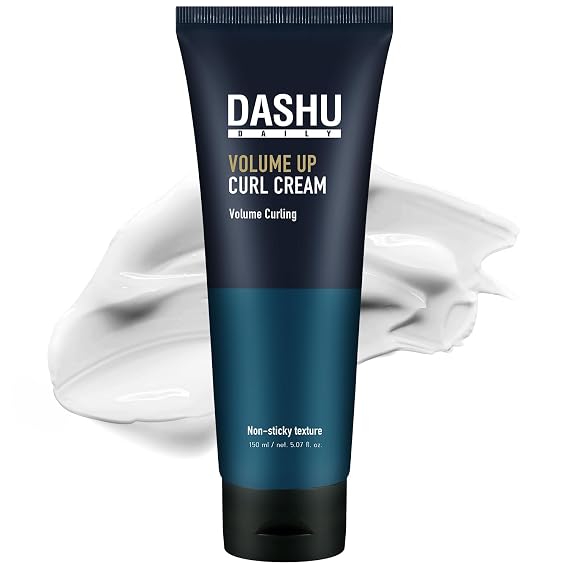 DASHU Daily Volume Up Curl Cream | Hair Curling Cream for Men w/Vegetable Oil & Protein Ingredients | Hydrating Curl Cream for Wavy Hair (5.46 fl oz)