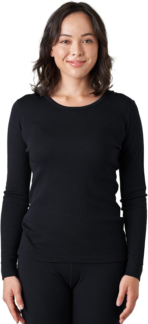 LAPASA Womens 100% Merino Wool Base Layer Activewear Thermal Underwear Long John Shirt Long Sleeve Cold Weather