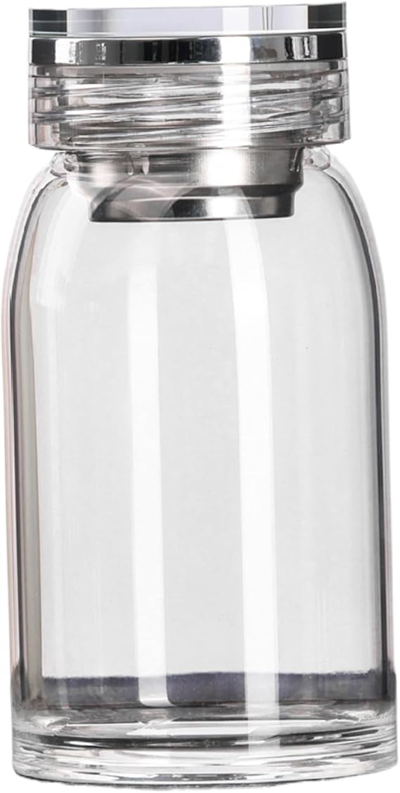 Borosilicate Glass Water Bottle, 15oz Heat-Resistant Clear Glass Wide Mouth Tea Infuser Bottle with Sleeve for Beverages, Juices, Tea