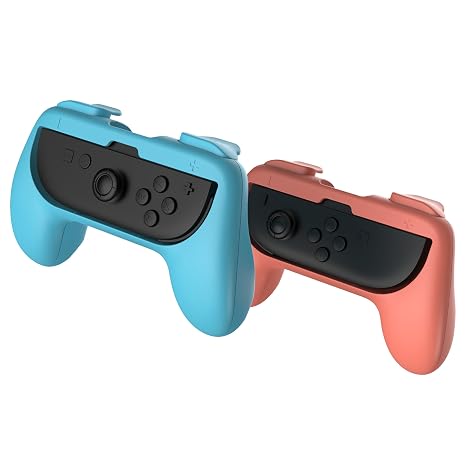 SUBSONIC - Pack 2 controllers grips for JoyCon Nintendo Switch and Nintendo Switch 2 - Blue and red | Blue and red color -  with adapter for use on Nintendo Switch