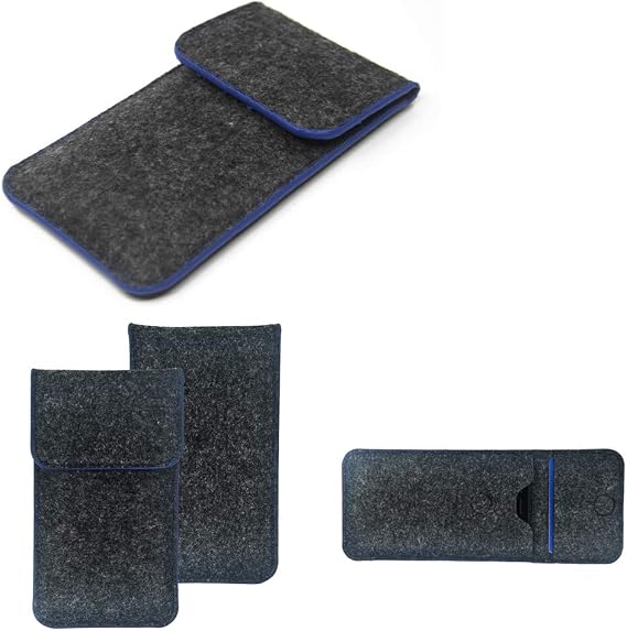 K-S-Trade Protective Case For Cubot X19 Protective Felt Case Compatible With Cubot X19 Protective Bag Pouch Sleeve Mobile Phone Cover Dark Gray Blue Edge
